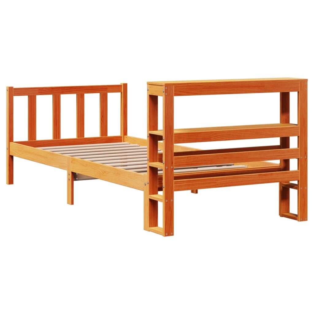 Wooden Bed Frame with Headboard without Mattress Wax Brown 100x200 cm