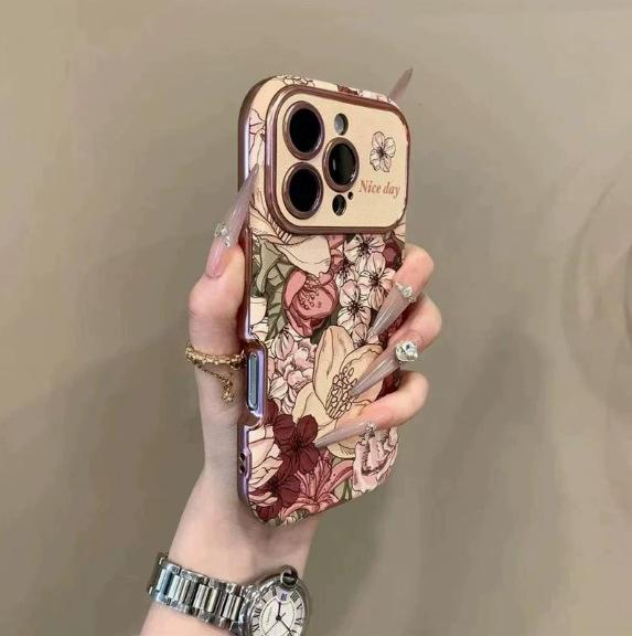 

Retro oil painting flower application iPhone17Pro mobile phone case Apple 16Pro leather 15Pro Windows 14Pro iPhone17