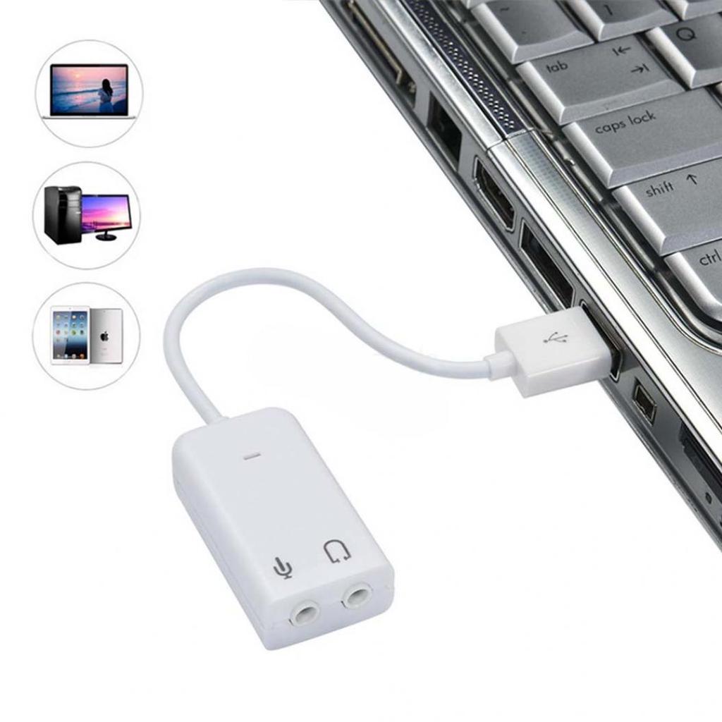 Taşınabilir 3D Sanal Ağ Ses Şarkı Ses Kartı Adaptörü Kablolu USB Kanalı