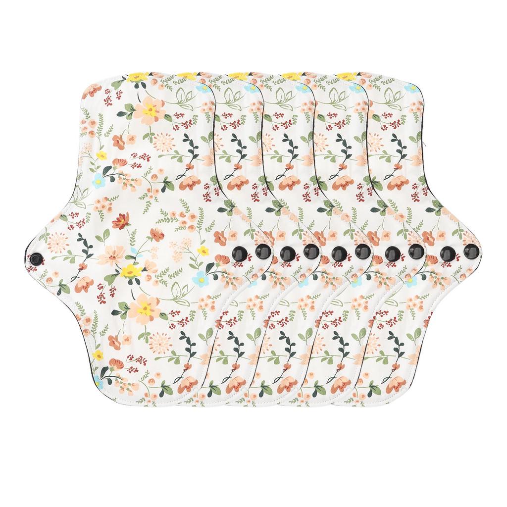 5pcs Washable Breathable Menstrual Pad Flower Pattern Super Absorbent Reusable Cotton Sanitary Pad