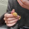 Glittering Rhinestone Accent Ring Sand Gold Gold Plated Ring Floral Adjustable Ring  Birthday Gift