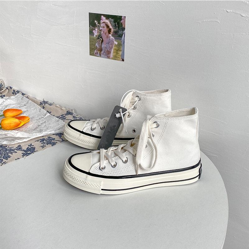 

Yuanyi new Korean version ulzzang ten thousand years black high-top canvas shoes female student board shoes male street shot 44