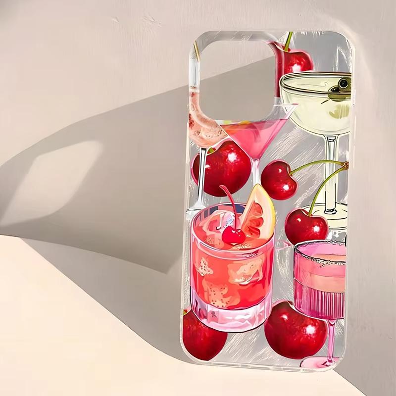 Fruit Juice & Cherry Pattern Phone Case For Samsung Galaxy S26 S24 S25 S23 Ultra S22 S21 Plus FE A15 A34 A35 A50 A54 A55 Cover