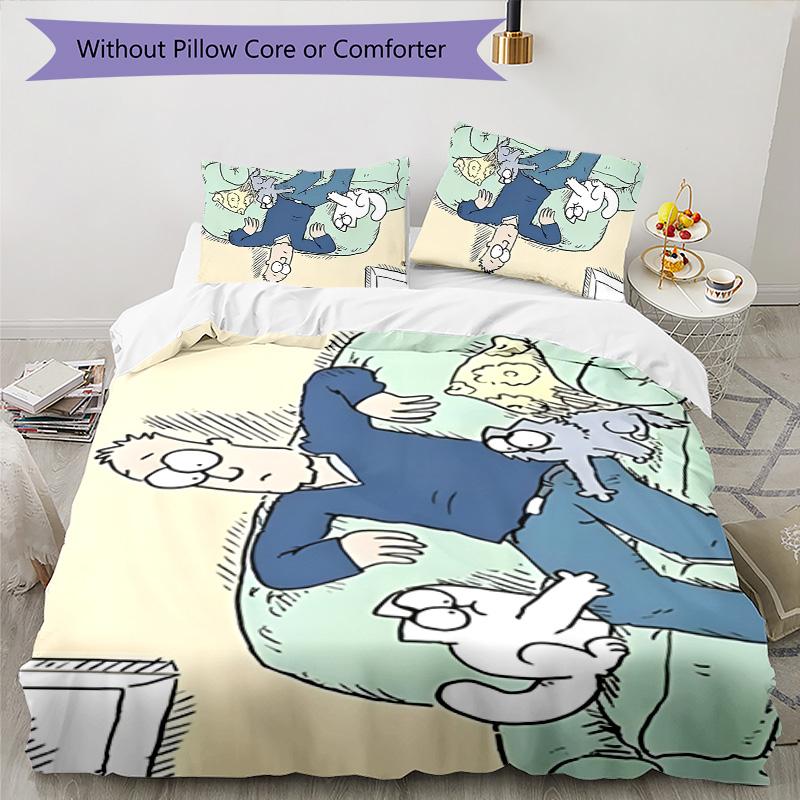 Simon's Katze 3-teiliges Bettwäsche-Set Bettbezug Verschluss Enthält 1 Bettbezug & 2 Kissenbezüge für Alle Jahreszeiten Schlafzimmer Zuhause Wohnheim Dekor