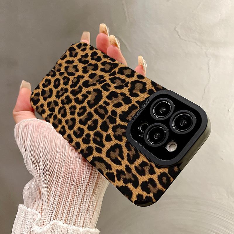 Fashion Gold Leopard Silicone Leather Case For iPhone 17 16 15 14 Pro Max 11 13 12 Mini 7 8 Plus X XR XS Soft Shockproof Cover