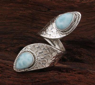 Larimar Gemstone Ring Solid Stone 925 Sterling Silver Snake Design Ring for Womens Gift Idea Gemstone Jewelry 6.45 Gms Approx