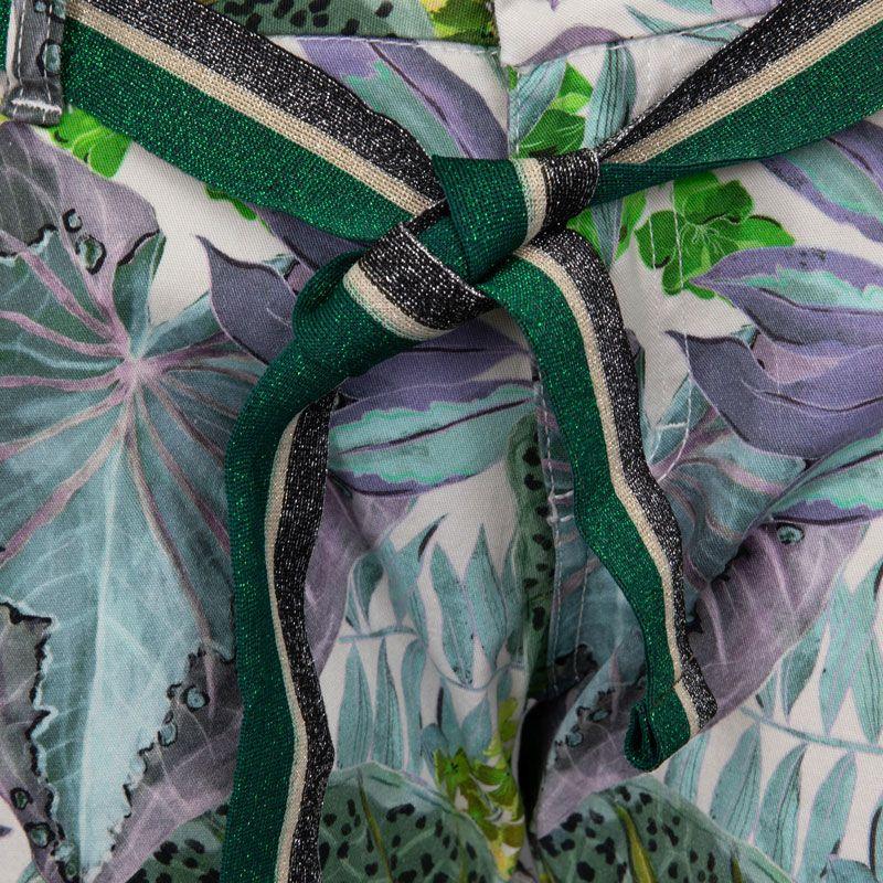 Short with Turn-up Belt Printed with Tropical Plants Woman PLEASE