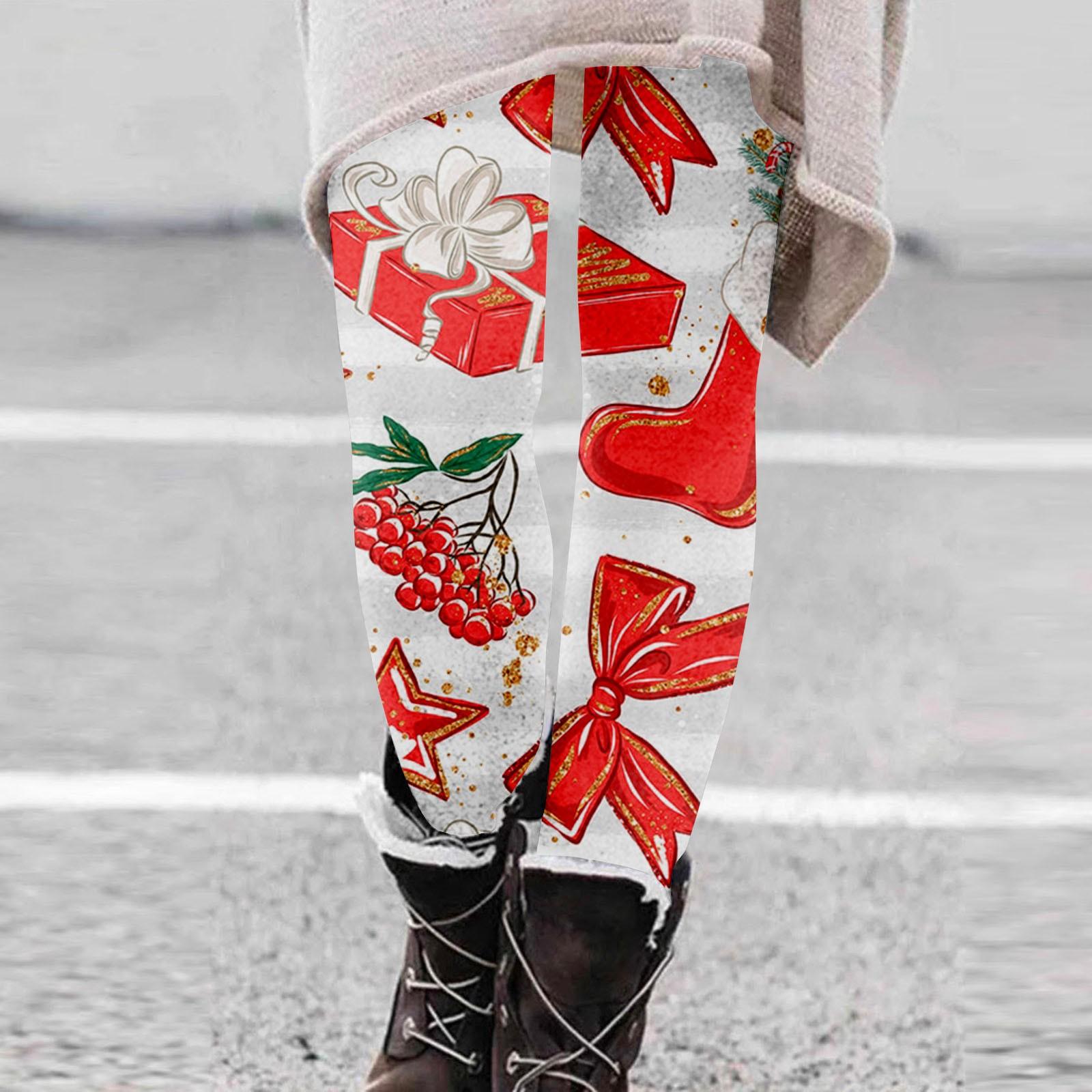

Женские бархатные теплые эластичные леггинсы с рождественским принтом и хлопковыми брюками с высокой талией XL белый