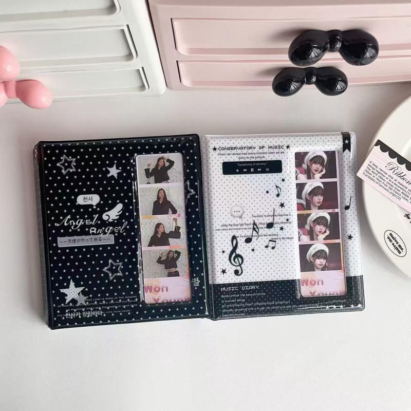 Cartoon Four Grid 4 Cuts Album Photo Card Collection Book For 40 Pcs 2X6 Inch Photo Strips Bookmark 20 Pcs 4X6 4R Photo Holder