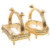 Creative Vintage Gold Round Square Fruit Plate Multi-Function Metal Snack Storage Plate Afternoon Tea Candy Dessert Stand