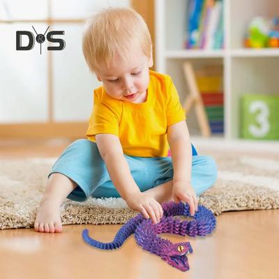 3D Printed Articulated Snake Flexible Snake Ornament with Teeth Desk Pet Stress-Relief Toy for Home Office Decor