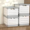 Storage Box Foldable with Sealed Lid And Wheels Transparent Stackable Household Living Room Waterproof Book Case Toy Organizer
