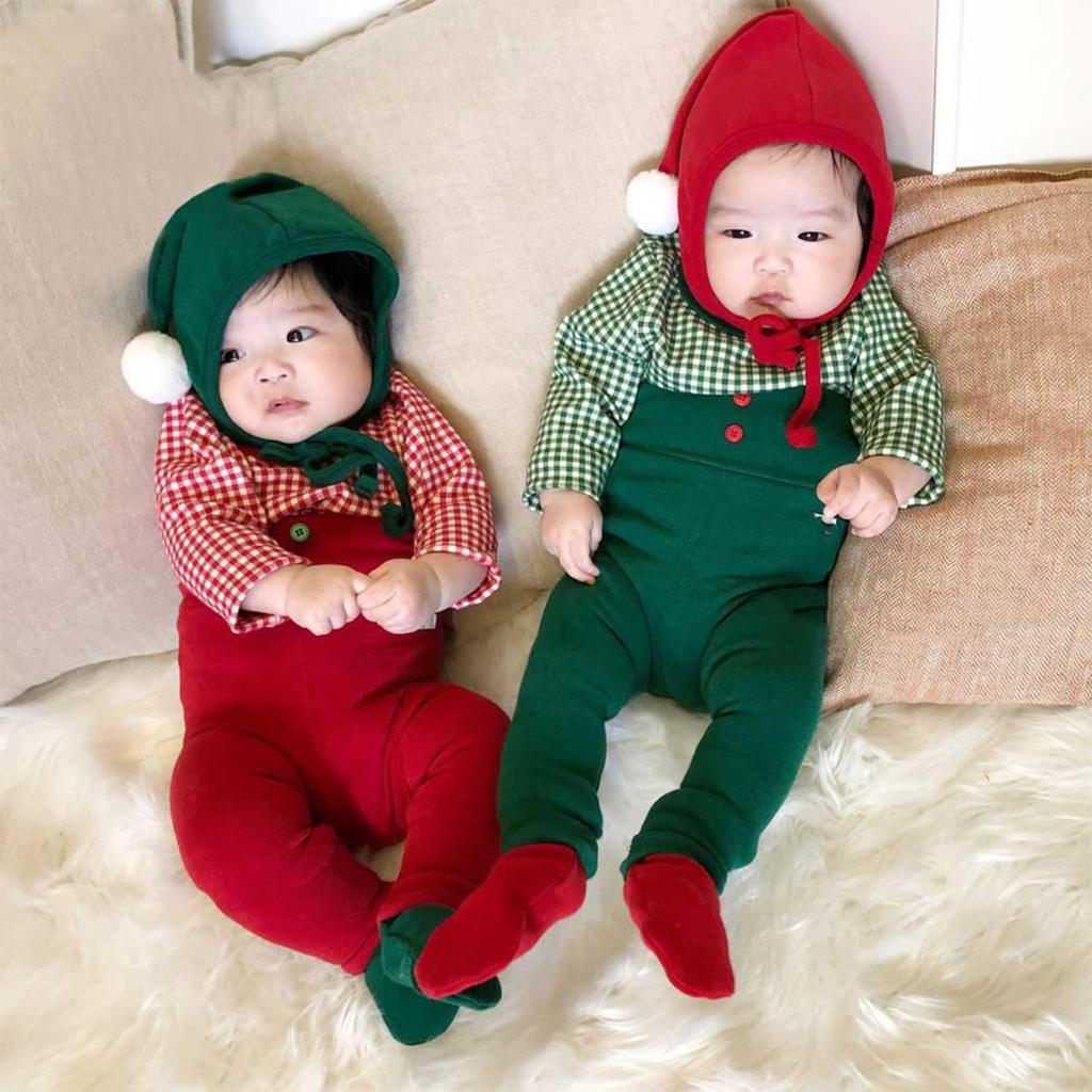 Santa Baby Christmas Baby Santa Claus Santa Red and for Girls and Santa Baby e0477 [monoii] Costume, Romper, Outfit, Kids' Outfit, Hat, Green, Boys,