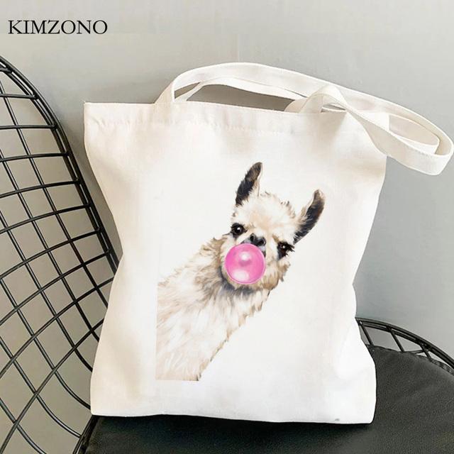 

Сумка-шоппер Lama Llama, хлопковая сумка-тоут для продуктов bolsas de tela, тканая экосумка, тканевая сумка bolsas, многоразовые кабины 24*26cm