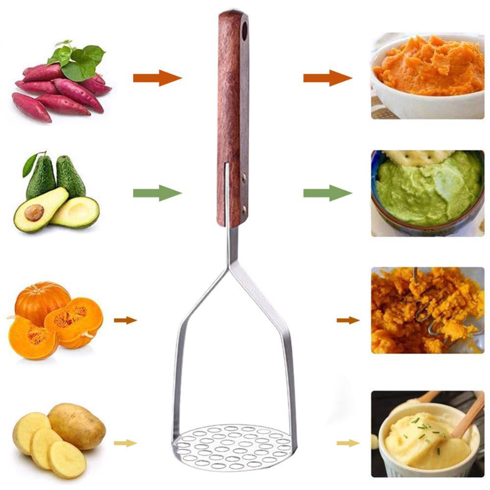 Kitchen Garlic Manual Heavy Duty Stainless Steel Cooking Tool Potato Masher Press Crusher Pusher