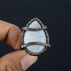 Moonstone Gemstone Copper Wire Wrapped Handmade Jewelry Ring For Woman