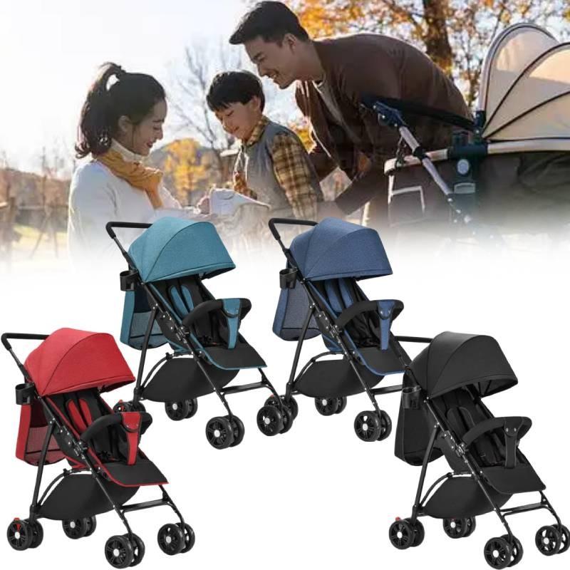 Solid Four Color Wheeled Baby Stroller Lightweight Foldable Convertible Seat