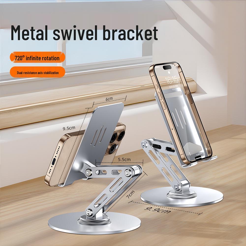 Rotatable Metal Phone & iPad Holder for Desktop - Portable, Folding, and Perfect for Live Videos