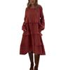 2025 Spring/Summer Women's Long-Sleeve Patchwork Ruffle Dress