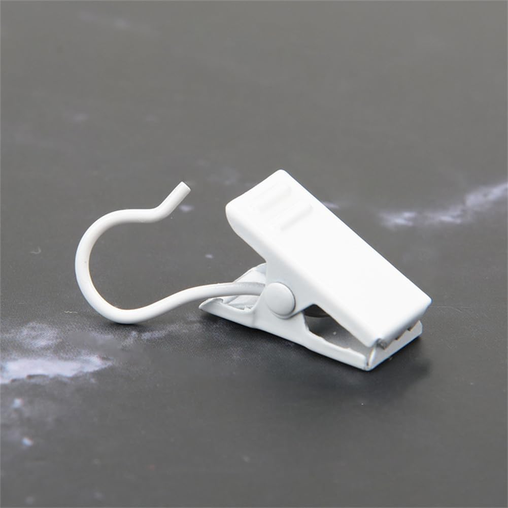 20 Pack Small Heavy-Duty Hook Clip Set Metal Curtain Hangers Clips for Clip Photo Home Decoration Art Craft Display (White)