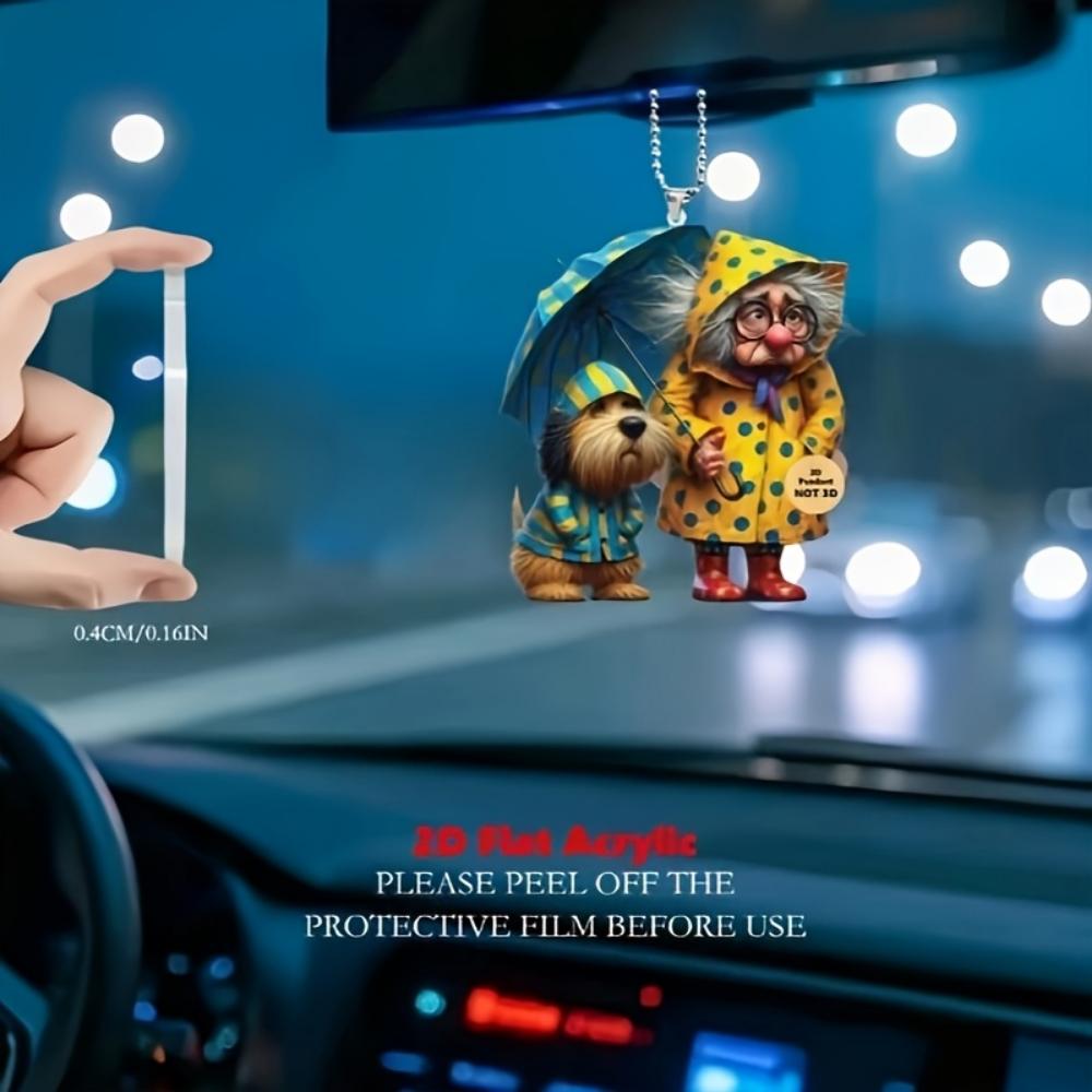 6PCS Acrylic Granny Pendants,Christmas Tree and Pendant Home Window Decor Holiday Souvenirs,  Christmas Tree Pendants Perfect for Car Mirror Pendants