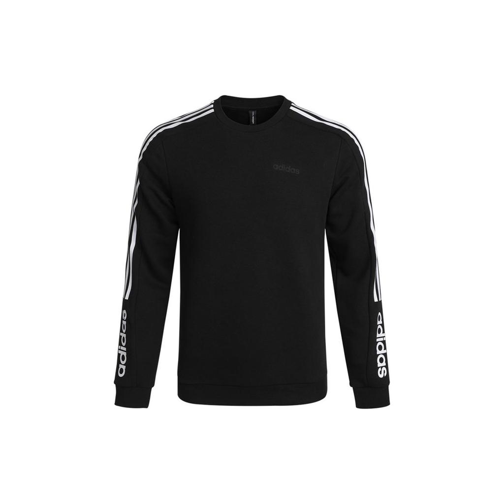 Adidas Neo Basic Short Sleeve Logo Print Knit Crewneck Sweatshirt Men Tops Black H45108