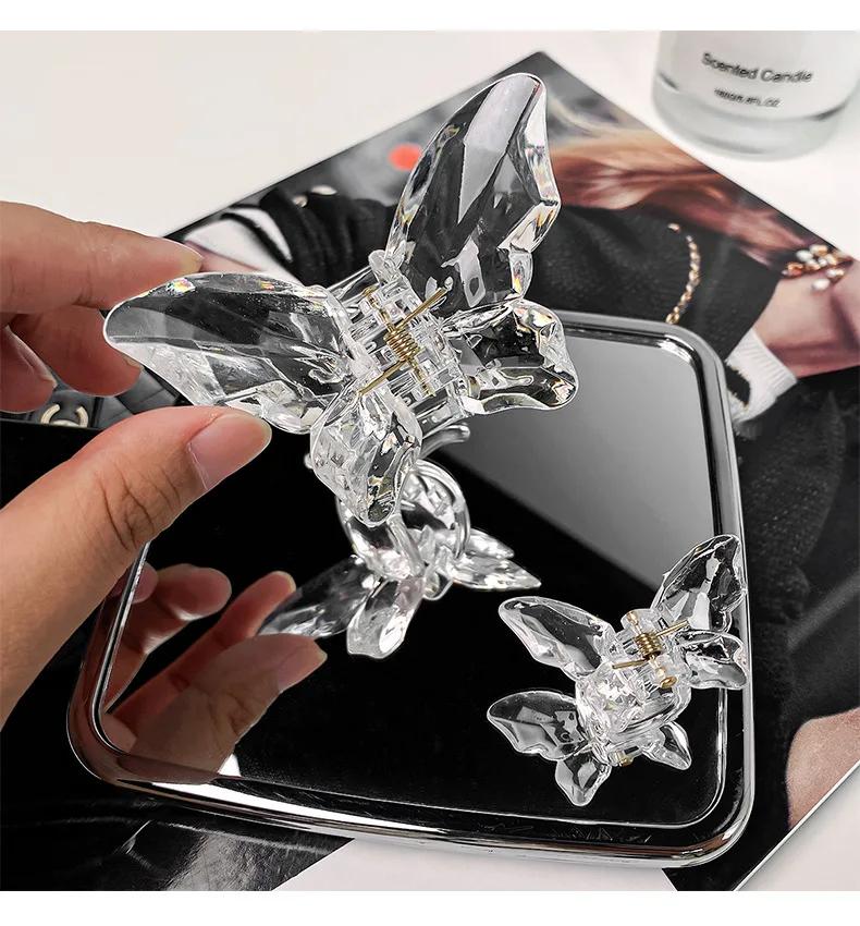 Pinze per Capelli a Forma di Farfalla e Granchio Piccole Mini Trasparenti in Gelatina Solida Fermagli Eleganti per Donna Ragazza Cerchietto Accessori per Capelli alla Moda