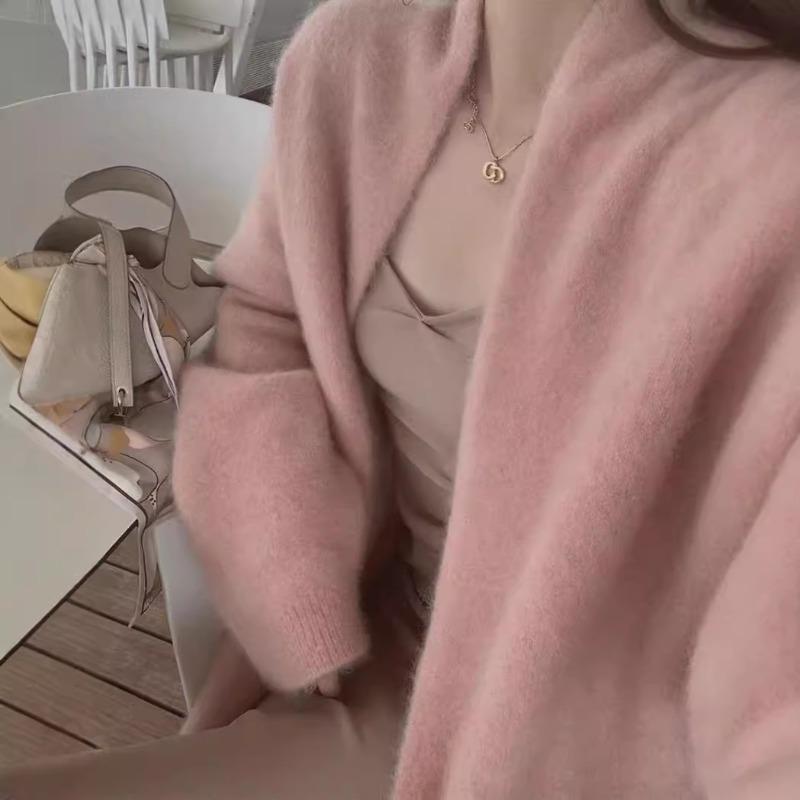 Lässiger Wind mittellanger und knielanger Strick-Cardigan-Pulloverjacke Damen locker Herbst und Winter Retro Strick-Cardigan-Mantel Damen