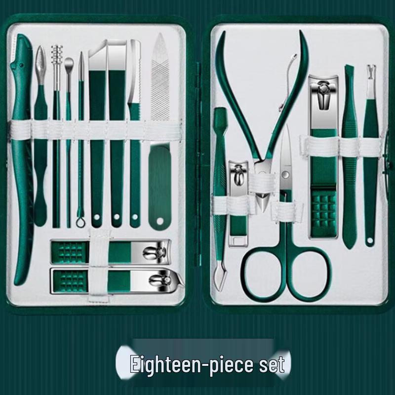 Jiemengzhe Набор для маникюра и педикюра из 18 предметов, нержавеющая сталь