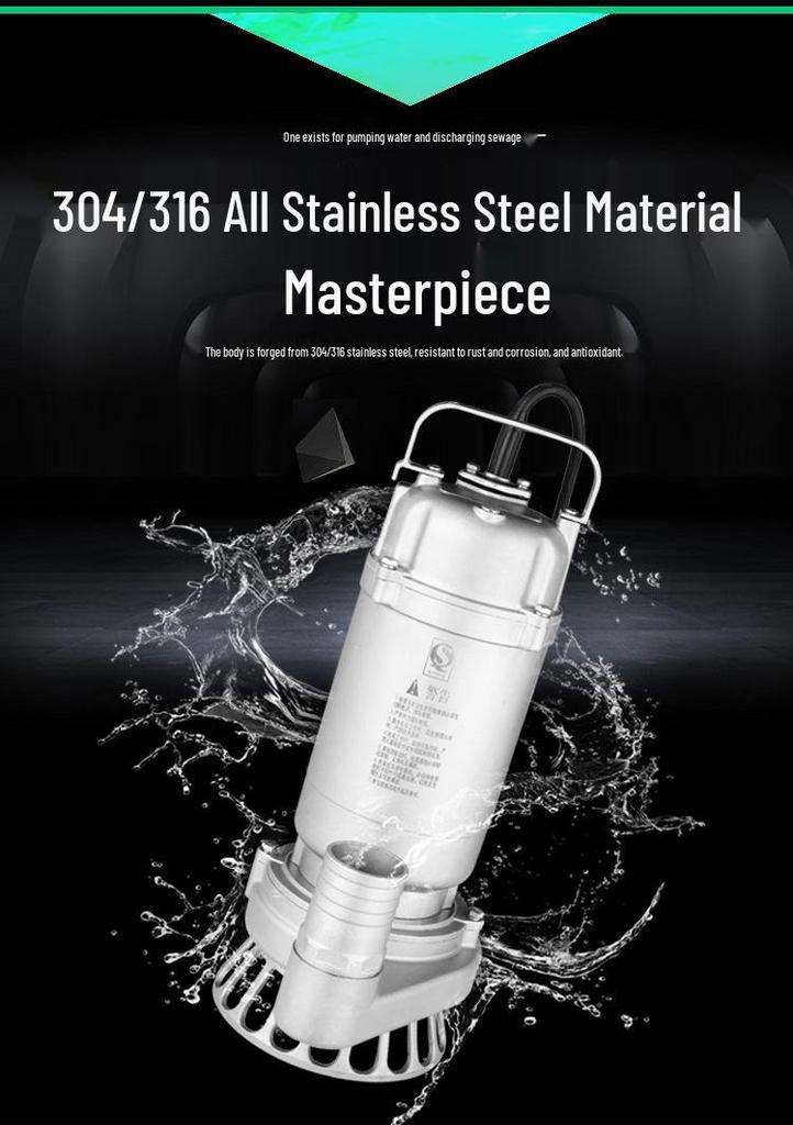 Corrosion-Resistant All-Stainless Steel Submersible Sewage Pump (304/316) - High Temp, Acid & Alkali Resistant