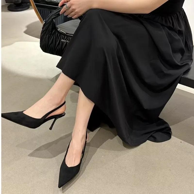 Moda 2025 Lato Damskie Buty Wsuwane Damskie Wysokie Obcasy Seksowny Panterkowy Wzór Biuro Kariera Nowe Czółenka do Sukienki Party Szpiczaste Sandały