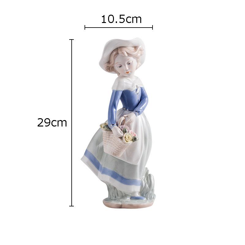 European Girl Character Ceramic Statue Desk Decoration Cute Girl Porcelain Crafts Painted Figures Sculpture Modern Home Decor