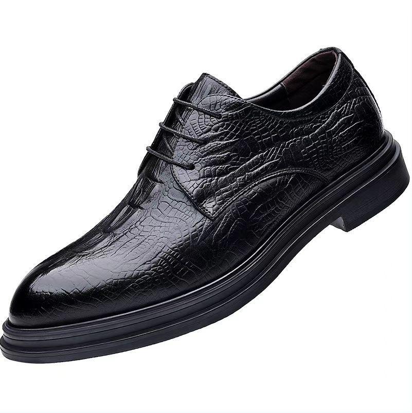 

Business dress leather shoes men s breathable round head versatile first layer cowhide crocodile pattern groom wedding shoes 44