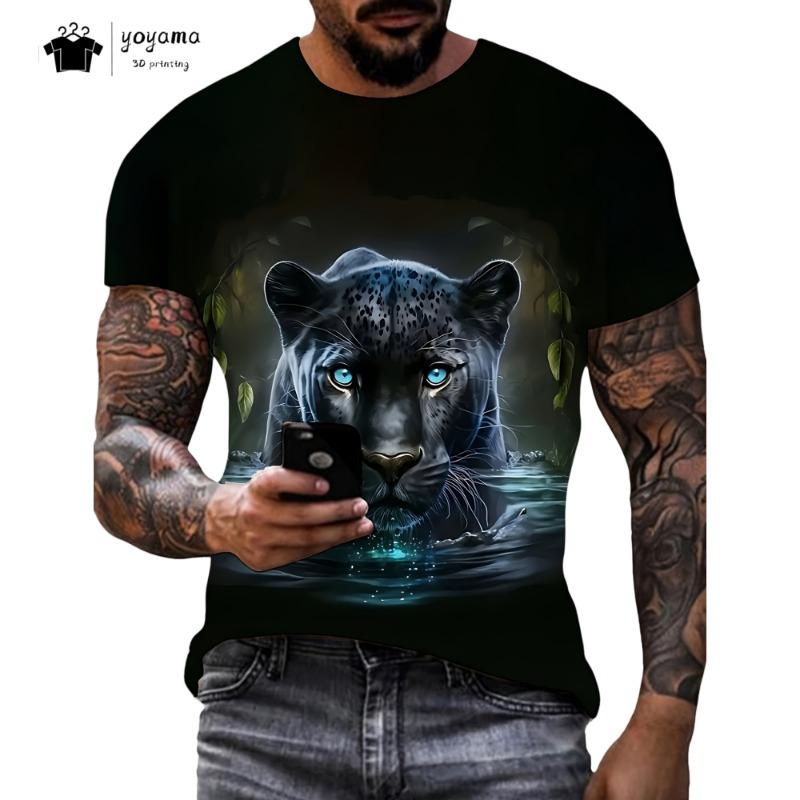 Vintage Tiger Graphic T-Shirt Men Summer Breathable Men's Top Trendy Men's Clothing Fashion Oversized Men's Short Sleeve Tee