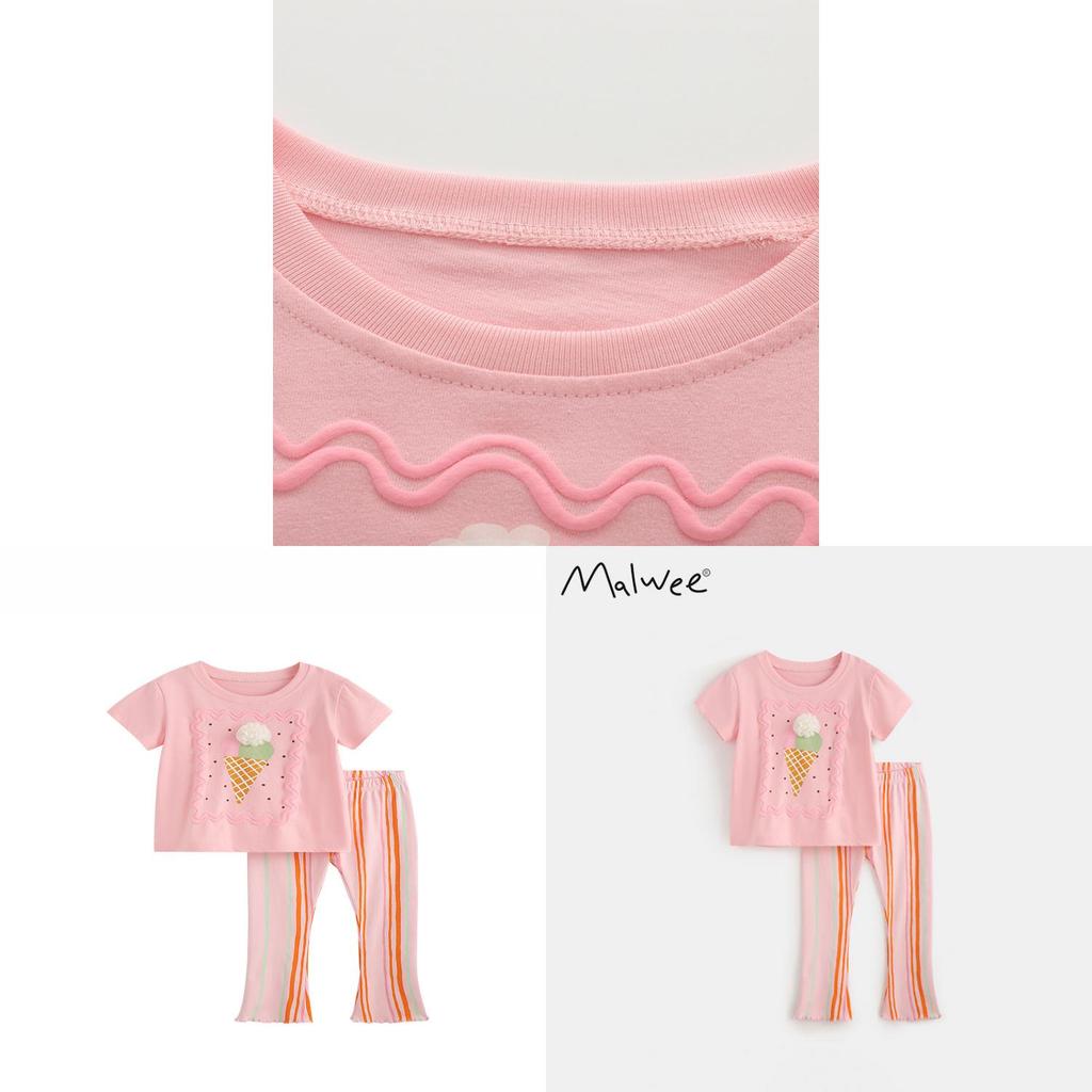 Girl Summer Cotton T Shirt And Shorts Set With Elastic Waist For Casual Wear