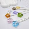 Sweet Glass Flower Pendant Necklace Fashion Statement Choker Neck Chain Simple Cord Collar Necklace Party Jewelry