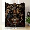 "Guns N' Roses Band Skull Art Printed Flannel Blanket for Bedroom, Living Room, Sofa, and Nap"