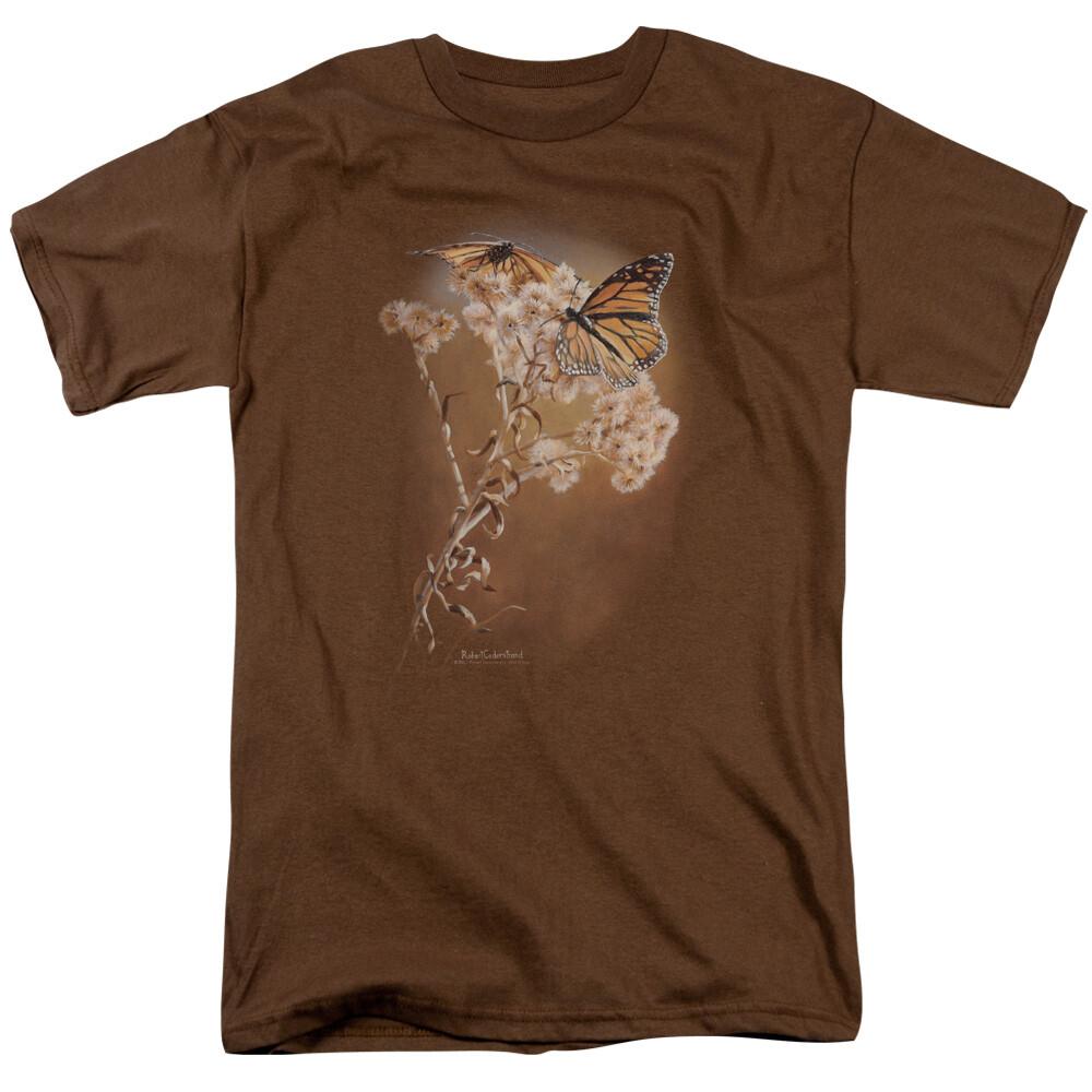 Wild Wings Delicate Dance T Shirt Mens Licensed Monarch Butterfly Tee Coffee M