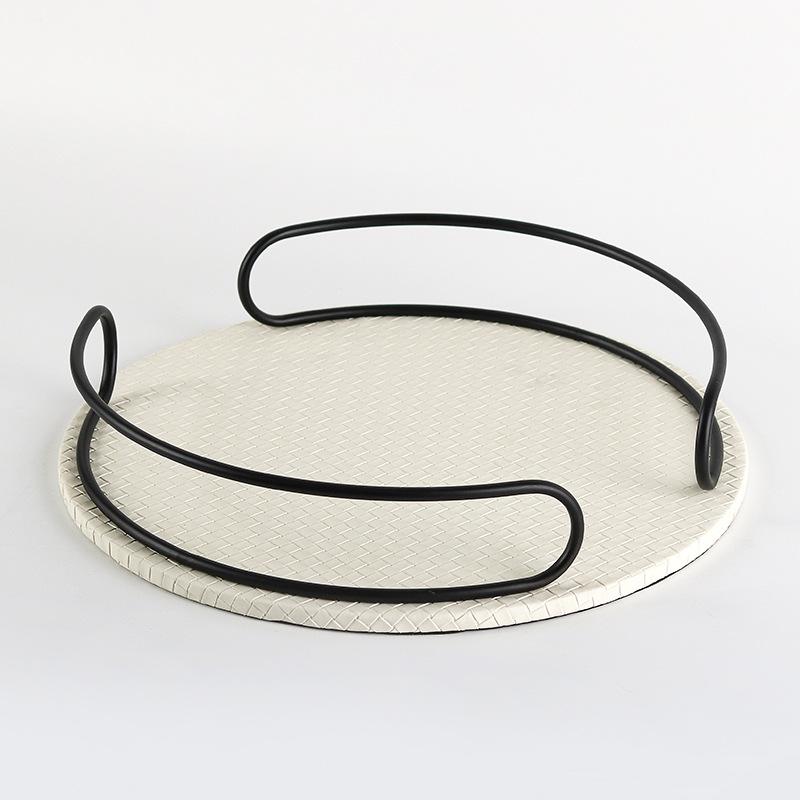 Light Luxury Geometric Round Tray Model Room TV Cabinet Bedroom Study Living Room Desktop Porch Soft Decoration Ornaments