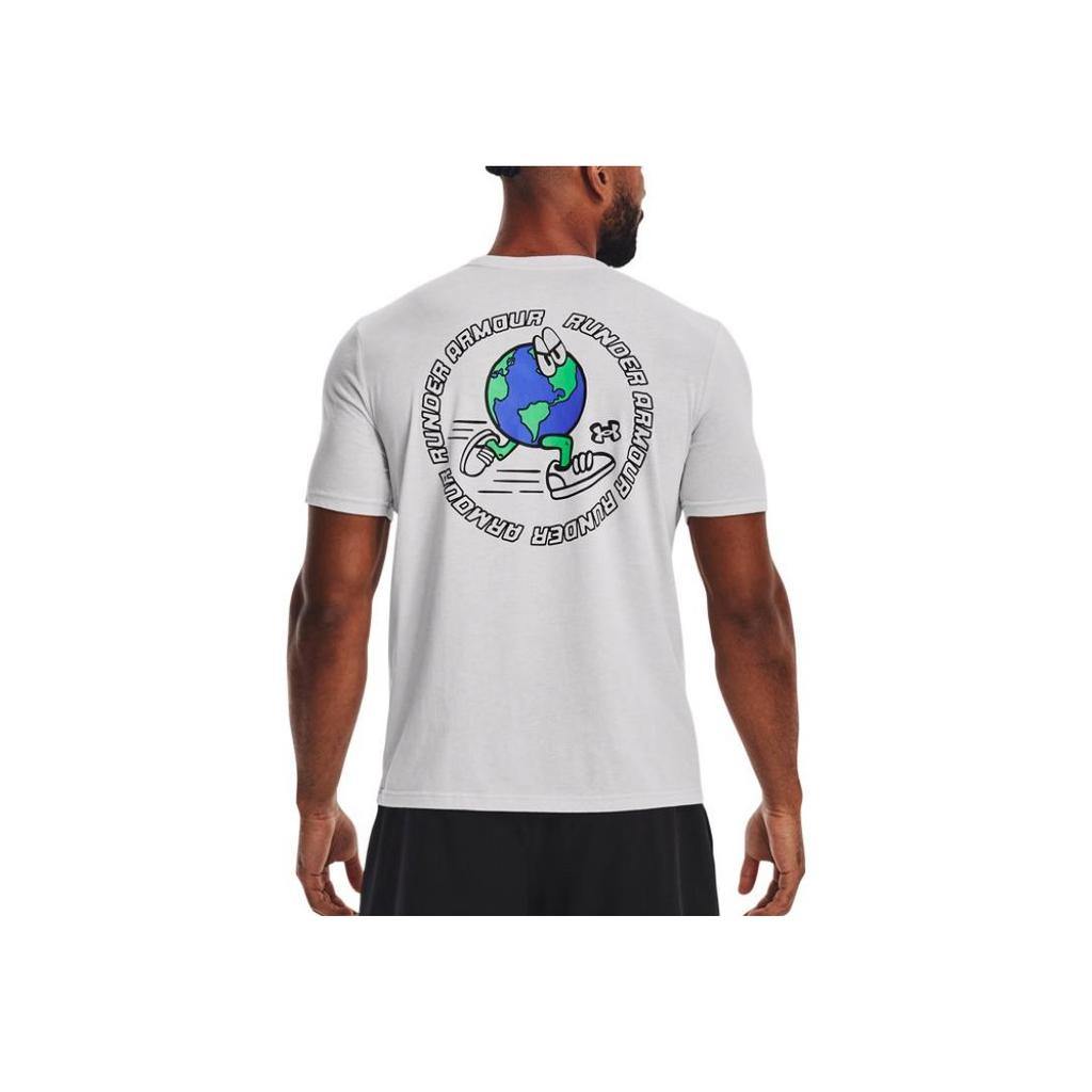 Under Armour Cartoon Letter Print Crew Neck Sports Short Sleeve T-Shirt Men Tops Gray 1374009-014