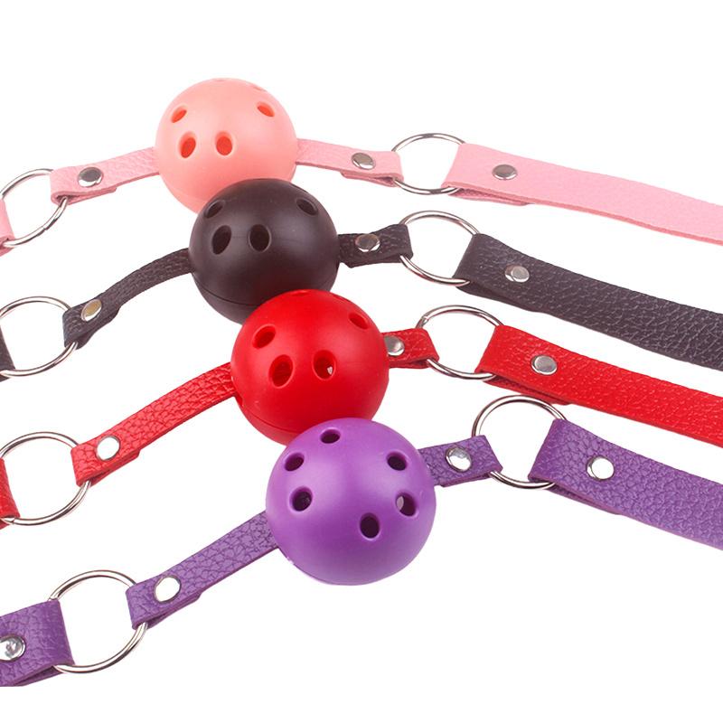 4 Colors Adjustable Plastic Ball Faux Leather Mouth Gag Adult Flirting Roleplay Game Props Couples Bondage Sex Toys Accessories
