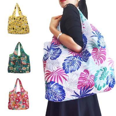 Reusable Foldable Polyester Totes Bag Eco Friendly Shopping Bag Large Capacity Grocery Bags Folding Shopping Bag