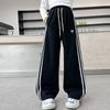 Spring Autumn Girls'  Sports Pants Teenager Wide-leg Casual Trousers Children's Straight Loose Pants Kids Clothing