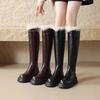 Winter Women's Warm Plush Long Boots High Quality PU Leather Cold Proof Cotton Boots Waterproof Women's Knight Boots Botas Mujer
