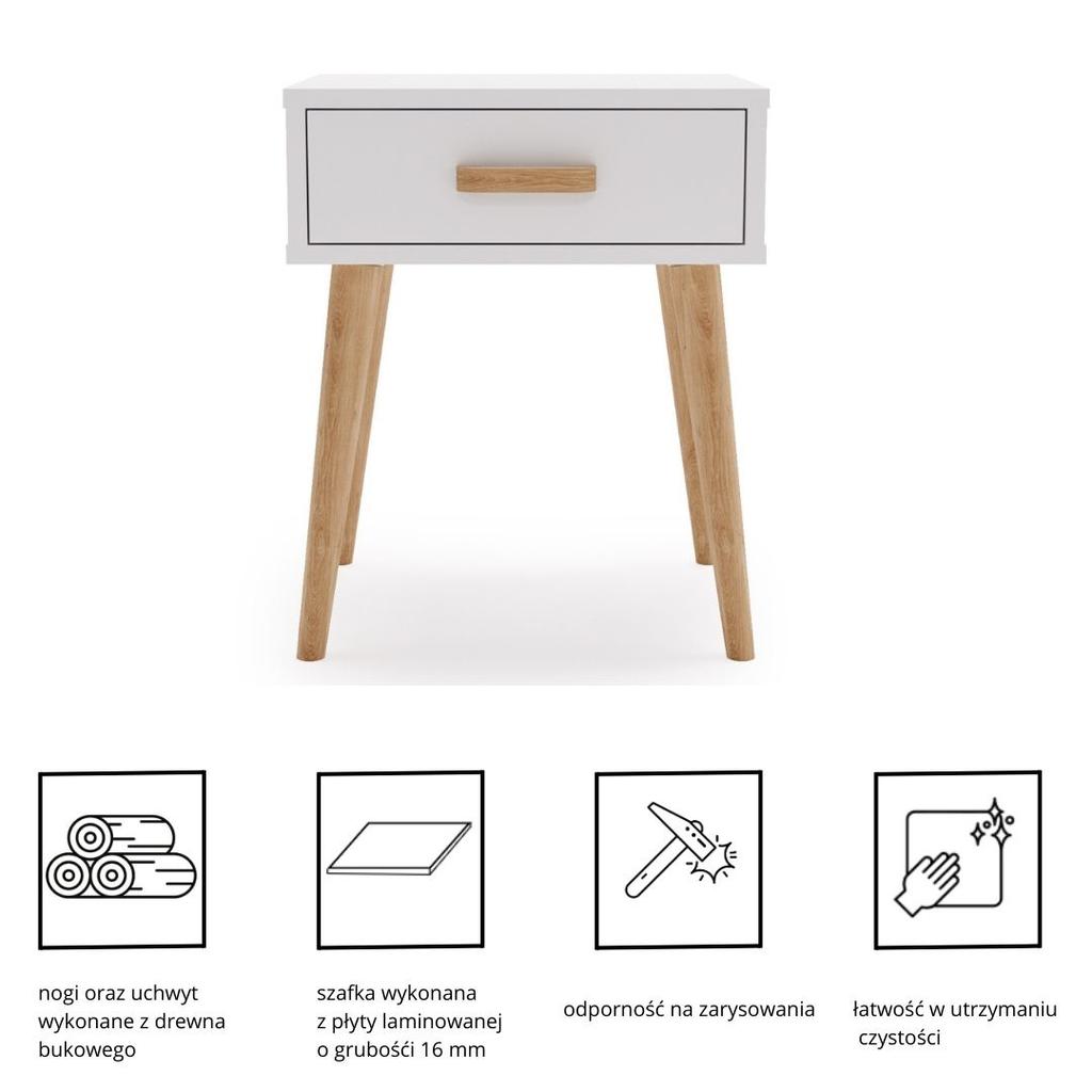 Luna bedside cabinet white, bedside table