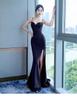 White Formal Pleated Waist-Cinching Dress with Slimming Split Strap Design