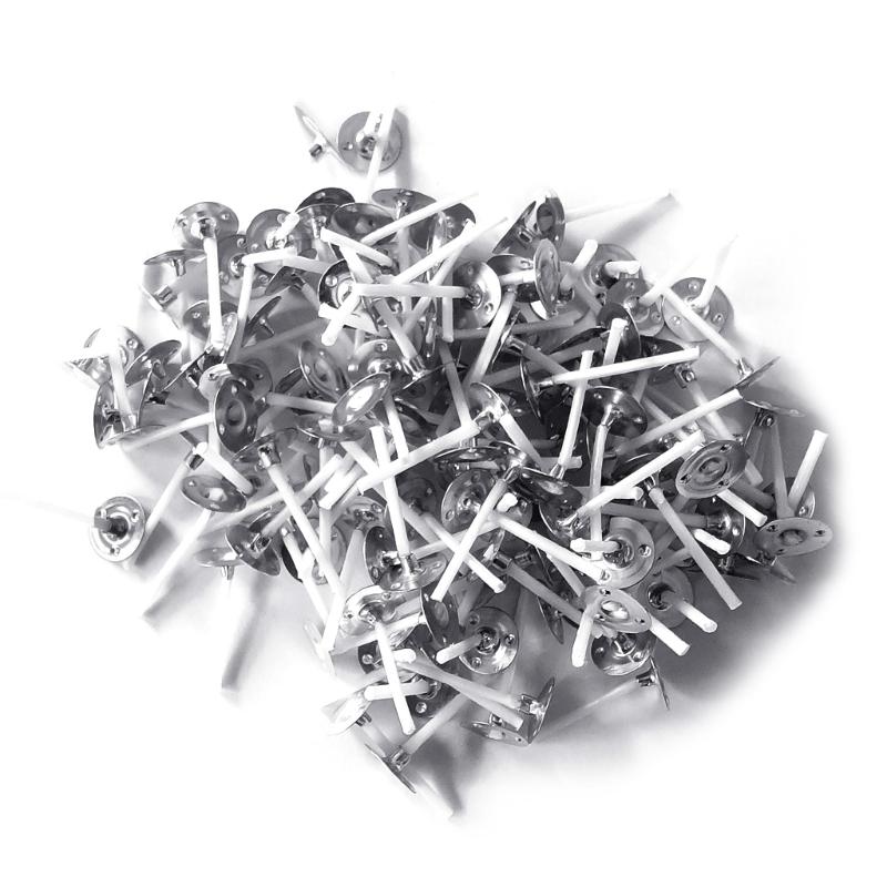 

200Pcs Smokeless Cotton Candle Wicks Cotton Cores Wicks Pre Waxed Tabbed Wick with Metal Sustainer Tabs for DIY Candle 1