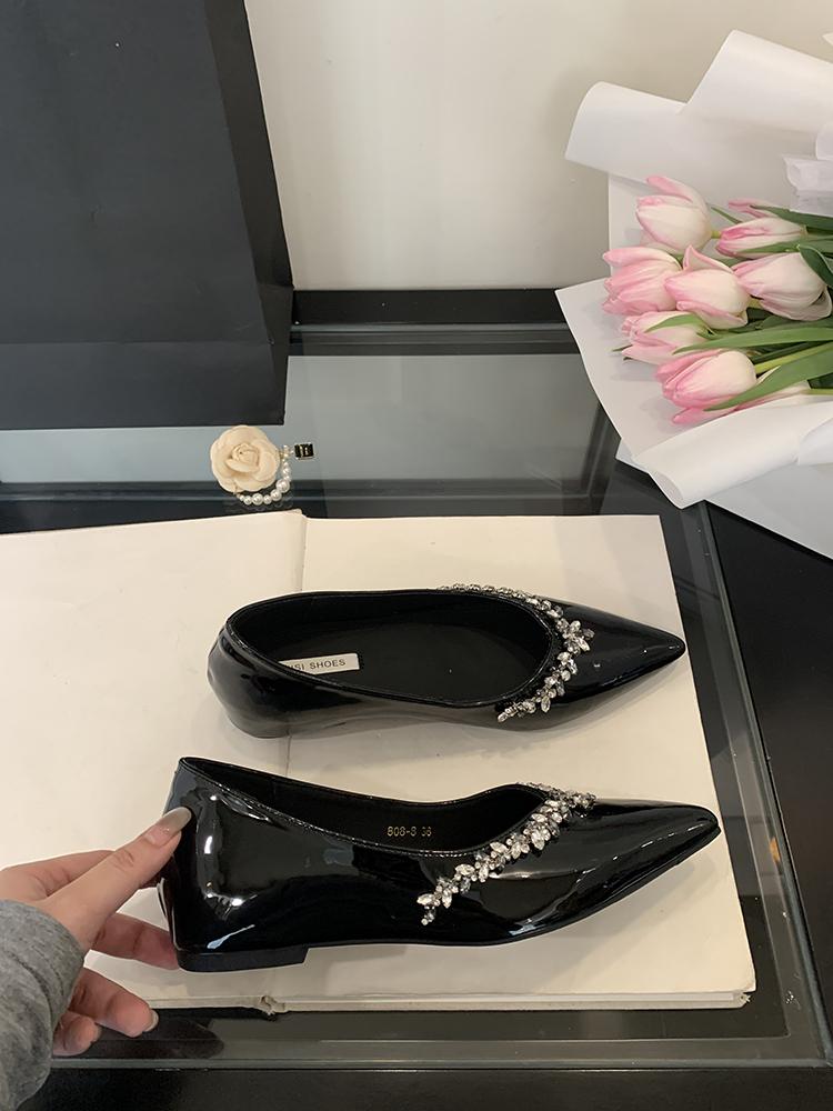 Fashion Fashion Crystal Pointed Toe Shoes Laides Comfort Elegant Dancing Party Wedding Shoes Moccasins Flat Shoes French Sandals Women