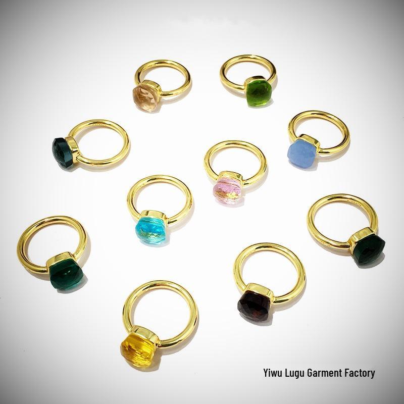 

Luxury Zircon Emerald Ring Set: Fashionable Irregular Sugar Cube Style 60MM-US9