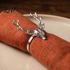 Western Restaurant Tableware Christmas Deer Napkin Ring Metal Elk Head Holder Reusable Winter Seasonal Table Settings Holiday Ring for Dining Decor